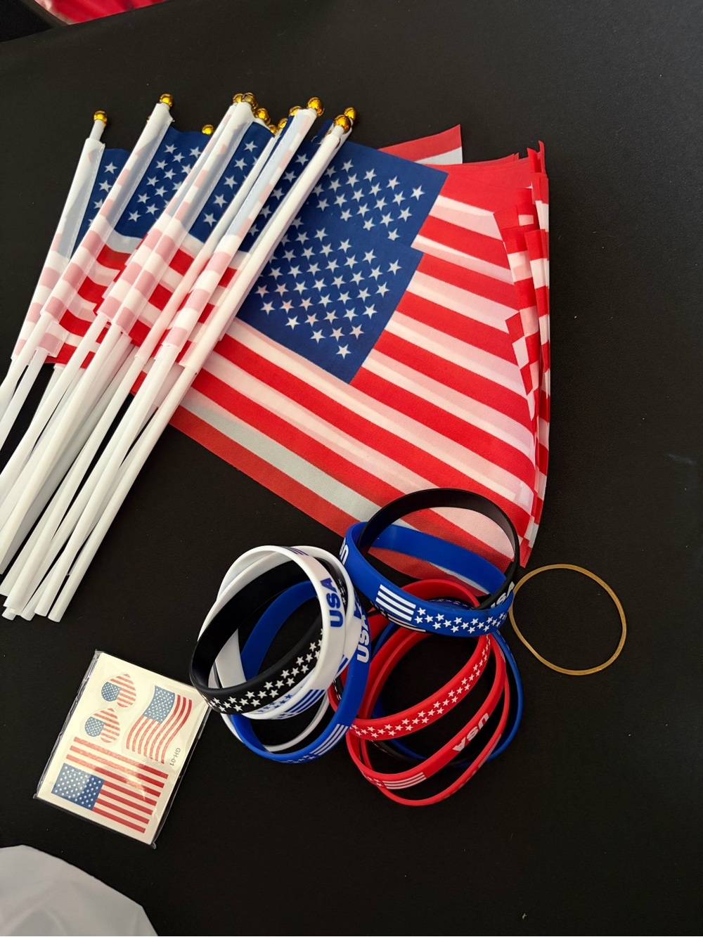 Patriotic Mini Flag & Wristband Party Pack - Red, White & Blue